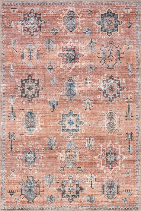 Brenda Hazy Heraldry Pink Washable Area Rug 120 x 160 cm