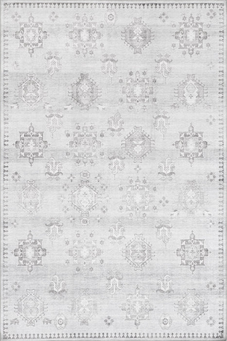 Brenda Hazy Heraldry Washable Area Rug 140x200 cm Light Grey