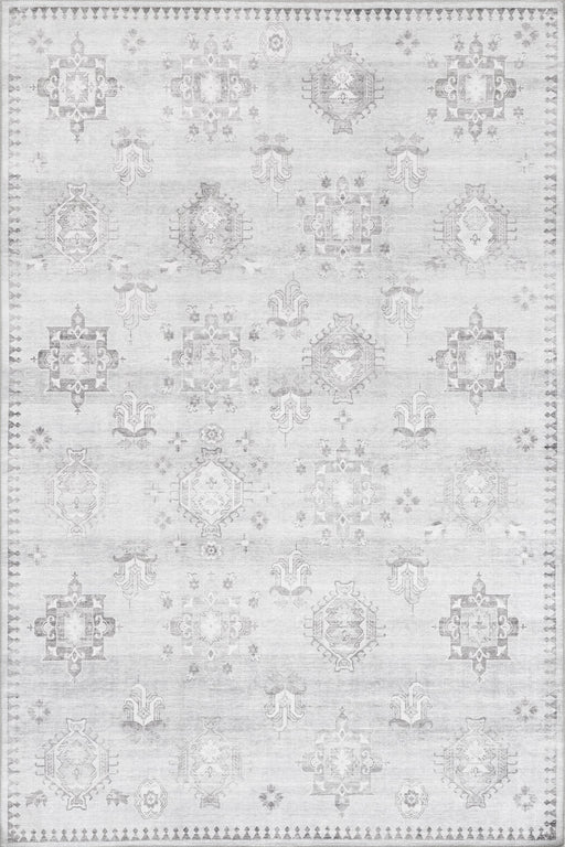 Brenda Hazy Heraldry Washable Area Rug 140x200 cm Light Grey