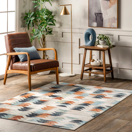 Brenna Machine Washable Aztec Area Rug 5x7 Feet