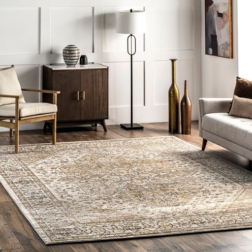 Brianna Medallion Vines Area Rug 152x244 cm Beige