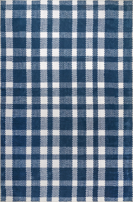 Brittany Blue Tartan Plaid Machine Washable Area Rug