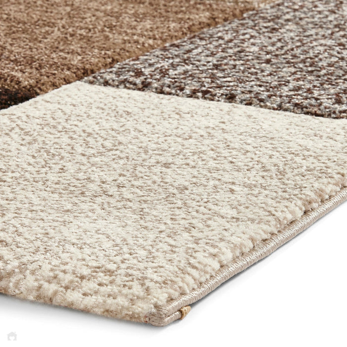 Brooklyn 21830 Modern Geometric Square Patchwork Blocks Soft Hand-Carved Beige/Grey/Brown Rug