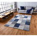 Brooklyn 21830 Modern Geometric Square Patchwork Blocks Soft Hand-Carved Grey/Blue/Cream Rug