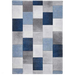 Brooklyn 21830 Modern Geometric Square Patchwork Blocks Soft Hand-Carved Grey/Blue/Cream Rug