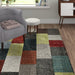 Brooklyn 21830 Modern Geometric Square Patchwork Blocks Soft Hand-Carved Grey/Multicolour Rug