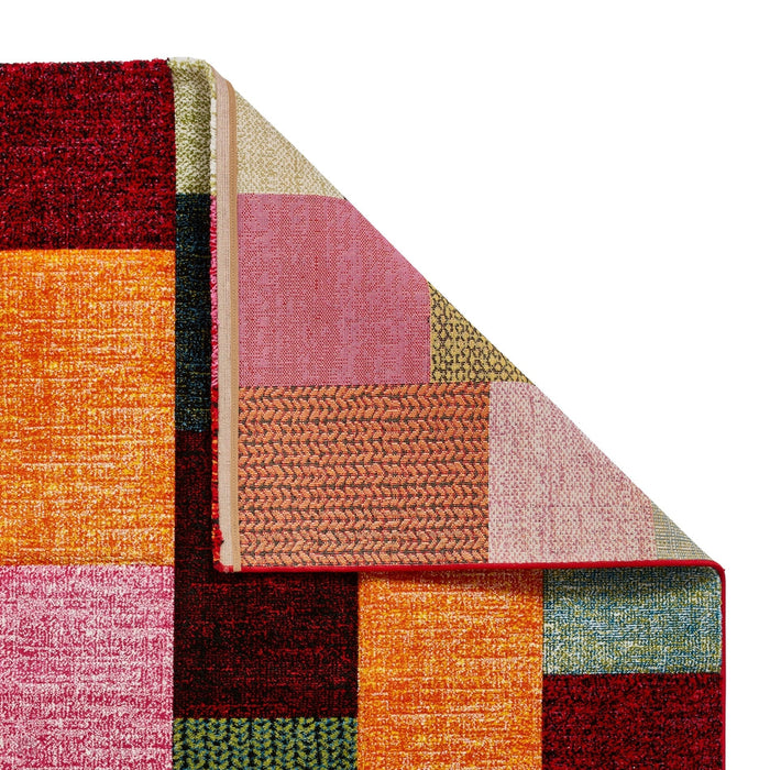 Brooklyn 21830 Modern Geometric Square Patchwork Blocks Soft Hand-Carved Multicolour Rug