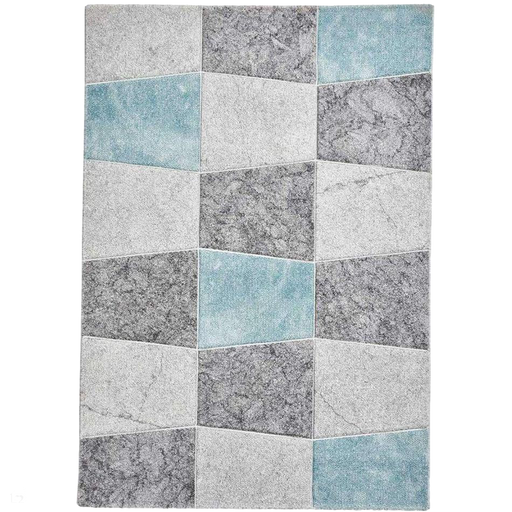 Brooklyn 22192 Modern Geometric Medley Soft Hand-Carved Grey/Blue Rug