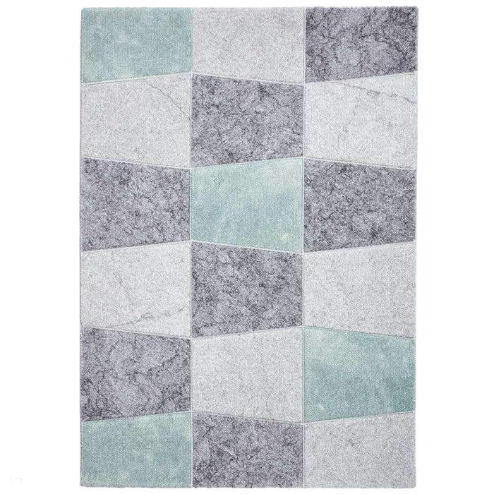 Brooklyn 22192 Modern Geometric Medley Soft Hand-Carved Grey/Green Rug