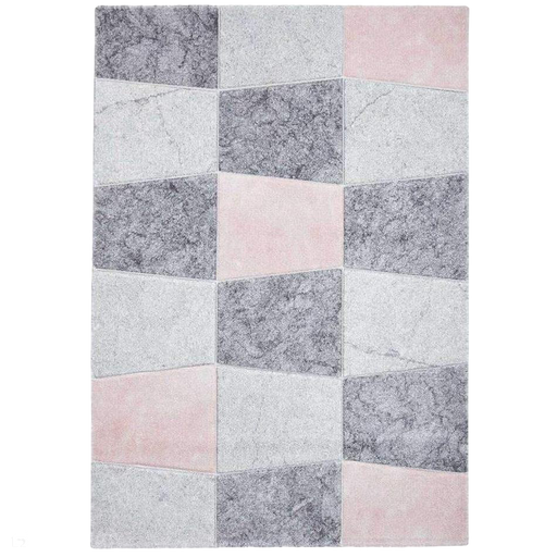 Brooklyn 22192 Modern Geometric Medley Soft Hand-Carved Grey/Rose Rug