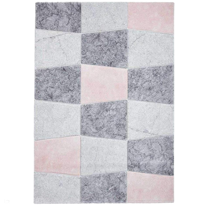 Brooklyn 22192 Modern Geometric Medley Soft Hand-Carved Grey/Rose Rug