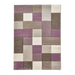 Brooklyn 646 Modern Geometric Tile Blocks Soft Hand-Carved Beige/Purple/Cream Rug