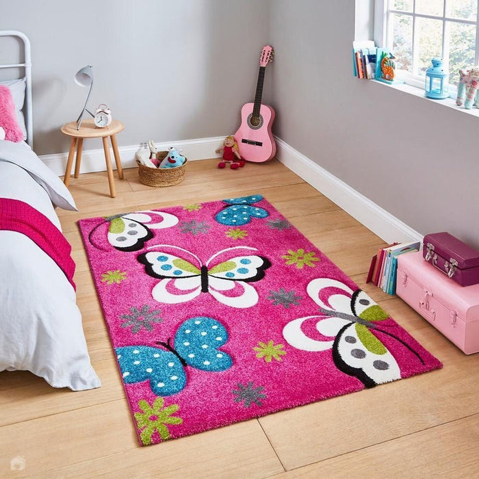 Brooklyn 772 Kids Butterflies Soft Pink Rug