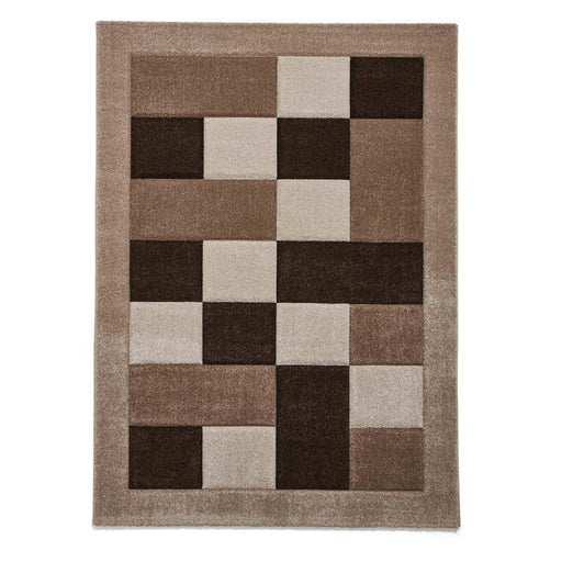 Brooklyn BRK04 Modern Geometric Patchwork Blocks Border Soft Hand-Carved Beige Rug