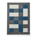 Brooklyn BRK04 Modern Geometric Patchwork Blocks Border Soft Hand-Carved Grey/Blue/Cream Rug