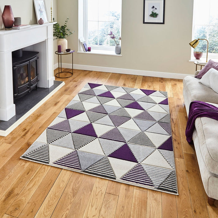 Brooklyn BRK15 Grey / Purple Rug