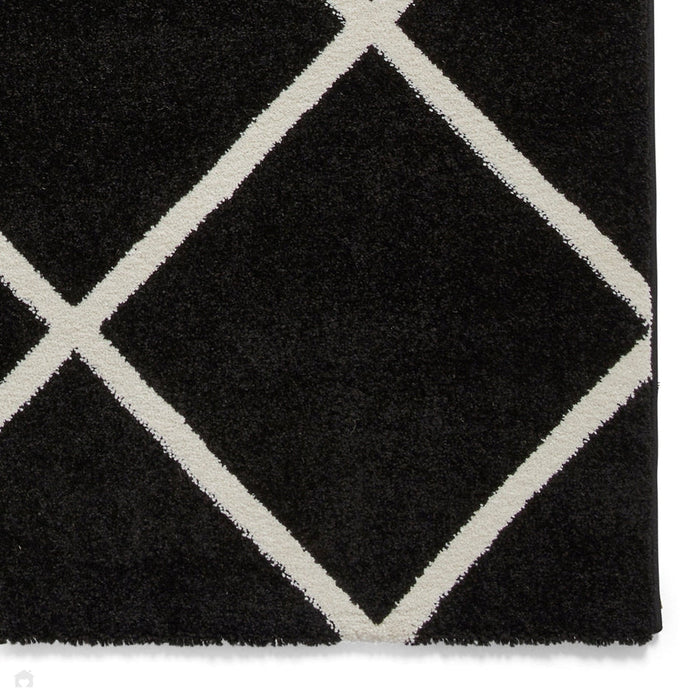 Brooklyn BRK35 Modern Geometric Diamond Soft Hand-Carved Black/White Rug