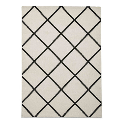 Brooklyn BRK35 Modern Geometric Diamond Soft Hand-Carved Cream/Black Rug