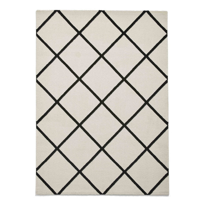 Brooklyn BRK35 Modern Geometric Diamond Soft Hand-Carved Cream/Black Rug