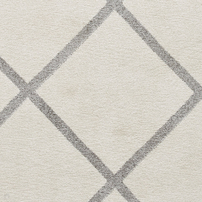 Brooklyn BRK35 Modern Geometric Diamond Soft Hand-Carved Cream/Grey Rug