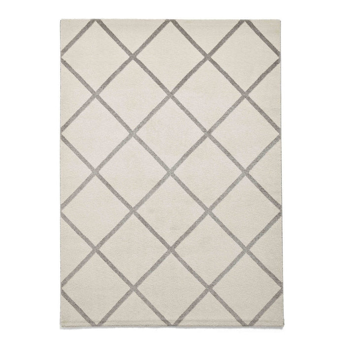 Brooklyn BRK35 Modern Geometric Diamond Soft Hand-Carved Cream/Grey Rug