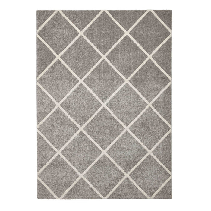 Brooklyn BRK35 Modern Geometric Diamond Soft Hand-Carved Grey/Cream Rug