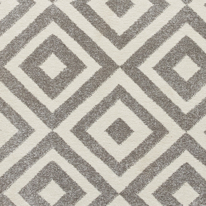 Brooklyn BRK89 Modern Geometric Diamond Soft Hand-Carved Grey/White Rug