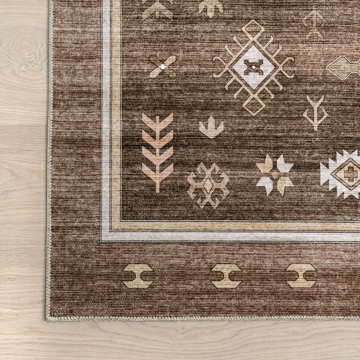 Brown Geometric Washable Area Rug 160x230 cm