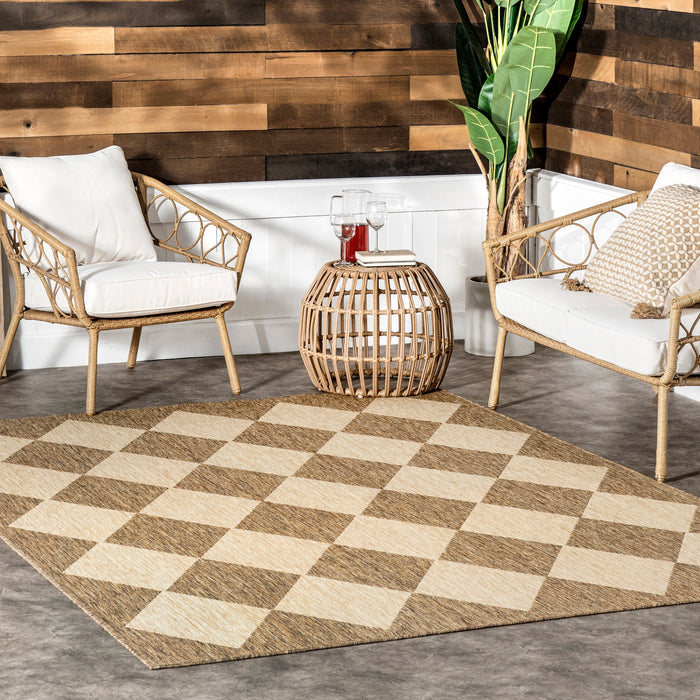 Brown Indoor Outdoor Harlequin Area Rug 250x350 cm