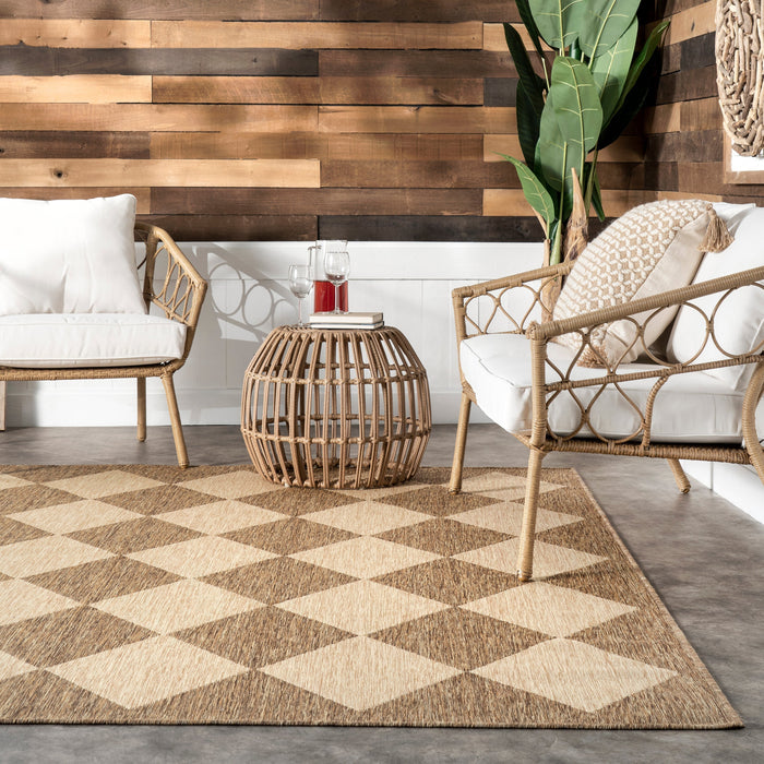 Brown Indoor Outdoor Harlequin Area Rug 250x350 cm