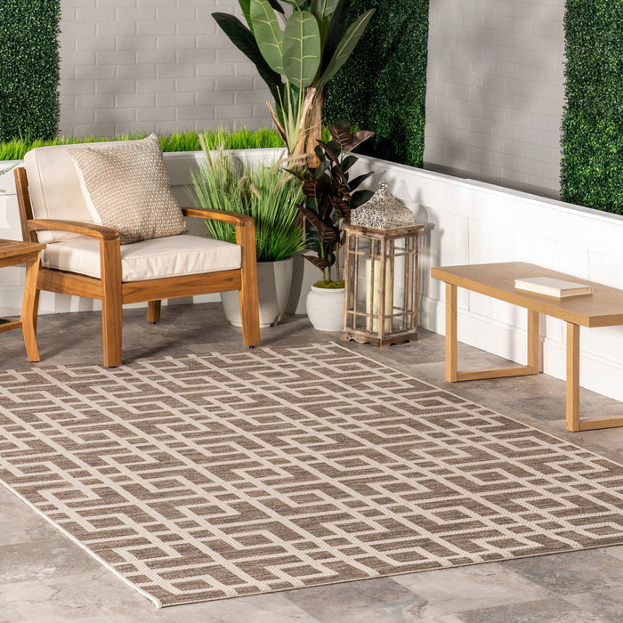 Brown Indoor Outdoor Trellis Area Rug 80x120 cm