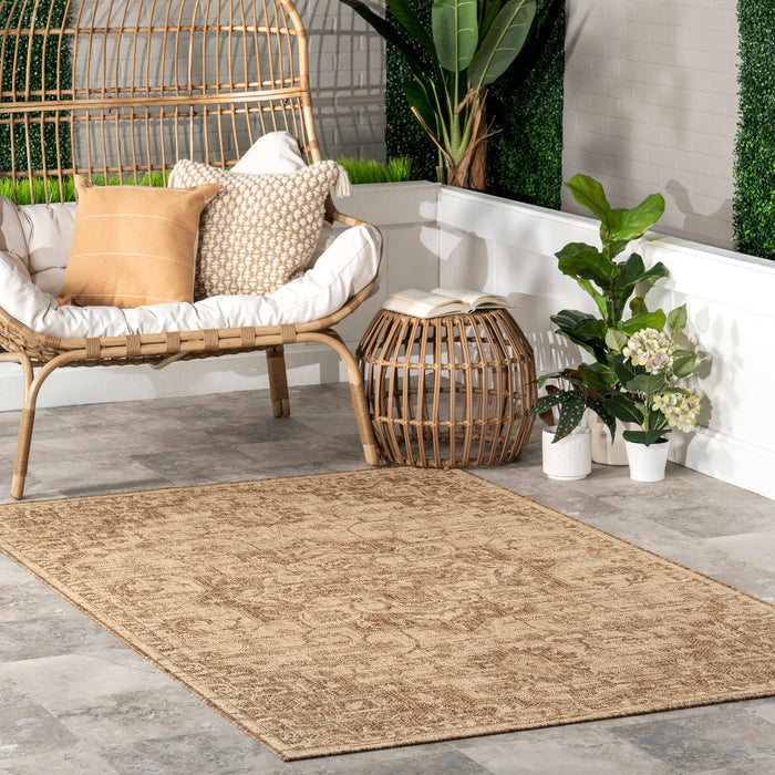 Brown Medallion Area Rug for Indoor and Outdoor Use