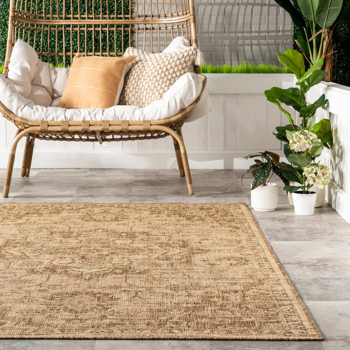 Brown Medallion Area Rug for Indoor and Outdoor Use