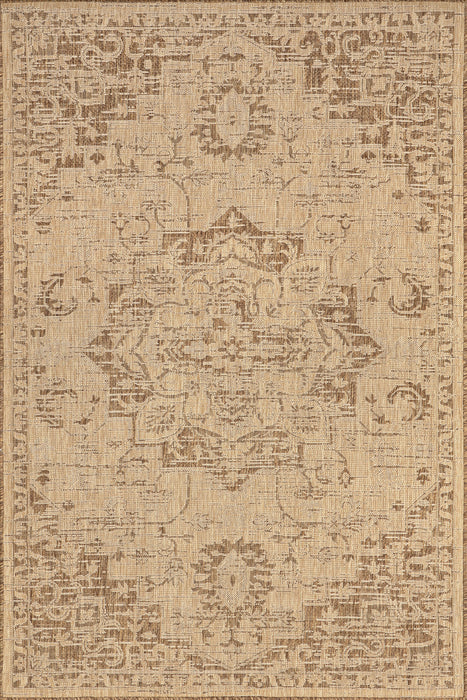 Brown Medallion Area Rug for Indoor and Outdoor Use