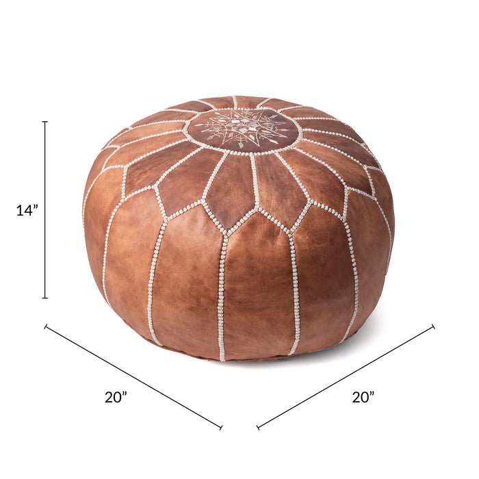 Brown Moroccan Pouf Footrest and Accent Decor