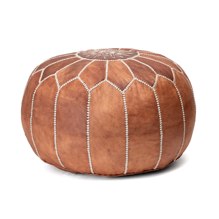 Brown Moroccan Pouf Footrest and Accent Decor