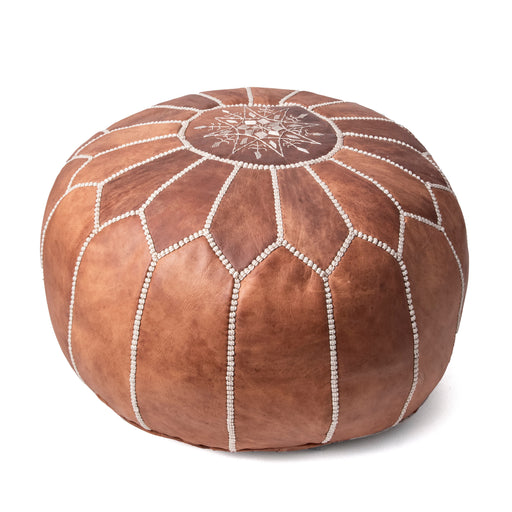 Brown Moroccan Pouf Footrest and Accent Decor