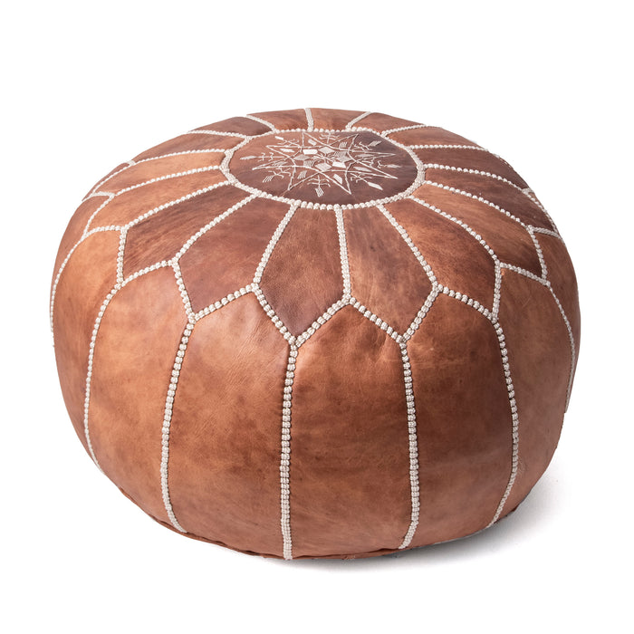 Brown Moroccan Pouf Footrest and Accent Decor