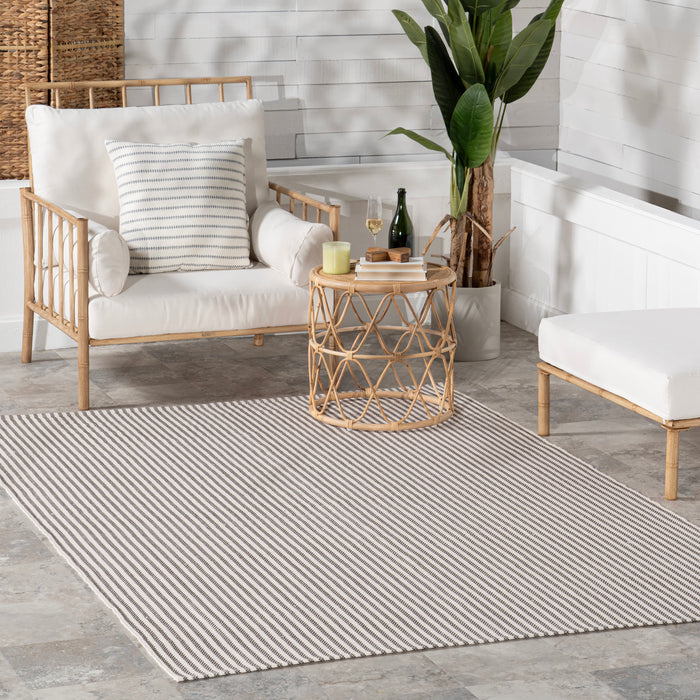 Brown Pinstripe Handwoven Rug for Indoor and Outdoor Use