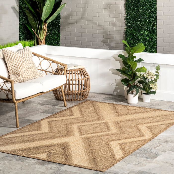 Brown Striped Indoor Outdoor Area Rug 152 Cm