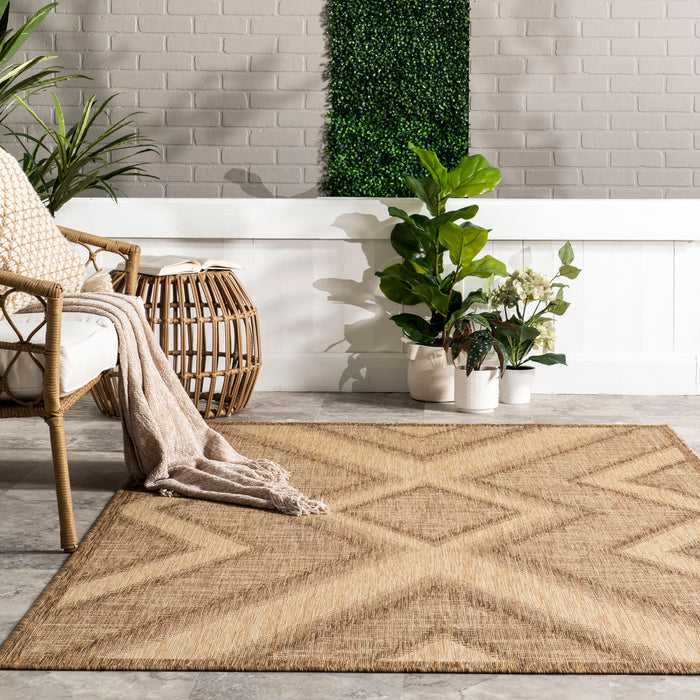 Brown Striped Indoor Outdoor Area Rug 152 Cm