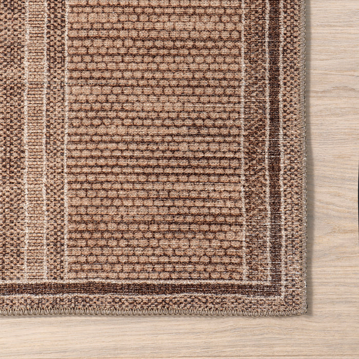 Brown Striped Machine Washable Area Rug 150x240 cm