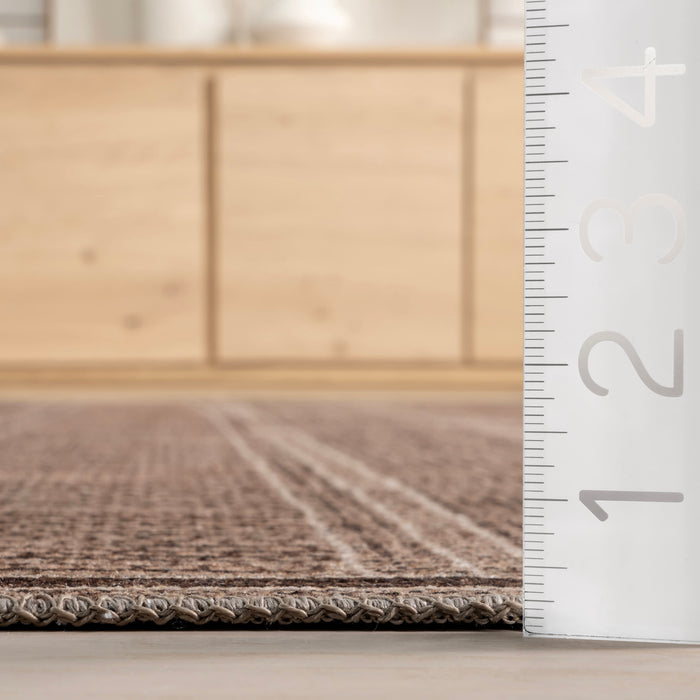 Brown Striped Machine Washable Area Rug 150x240 cm