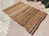 Brown Striped Vintage Kilim Rug 196cm x 140cm Handmade