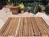 Brown Striped Vintage Kilim Rug 196cm x 140cm Handmade