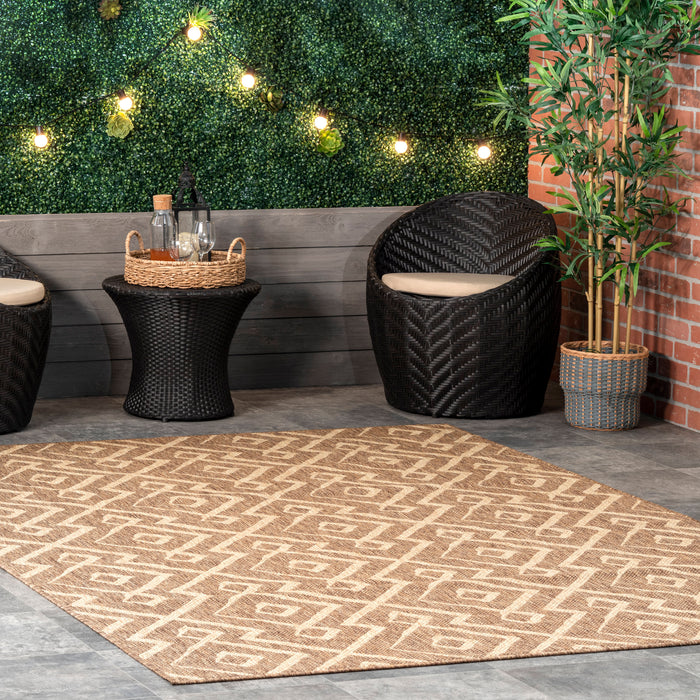 Brown Trellis Indoor Outdoor Area Rug for Home Decor