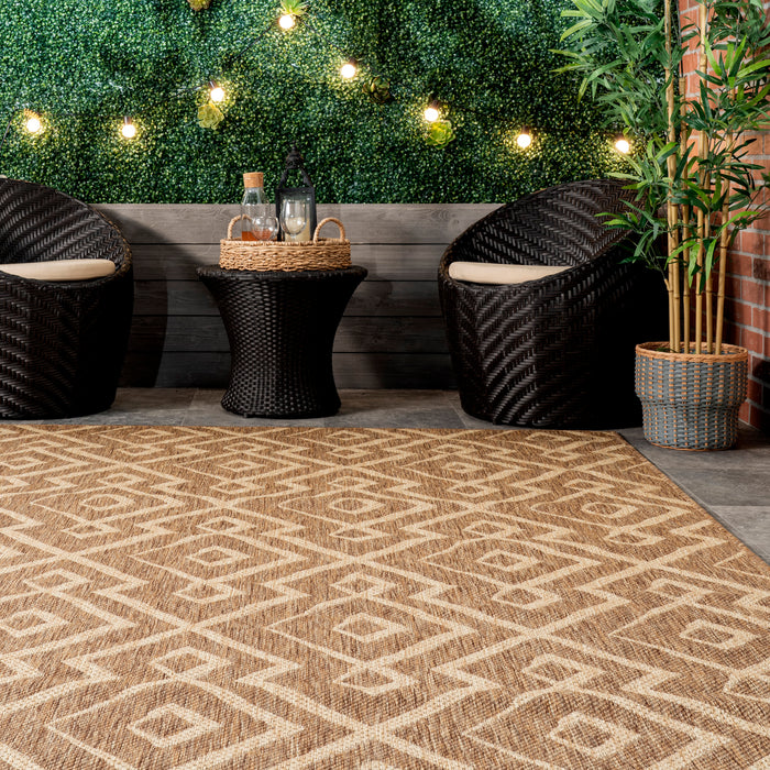 Brown Trellis Indoor Outdoor Area Rug for Home Decor