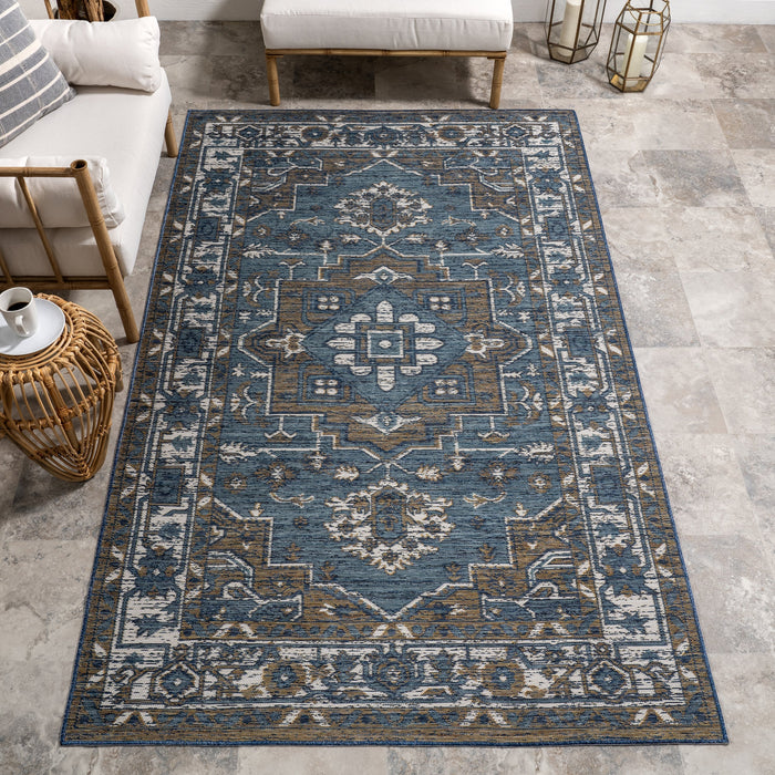 Brynlee Reversible Indoor Outdoor Rug 152Cm X 244Cm Cream Blue