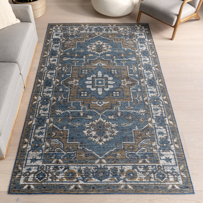 Brynlee Reversible Indoor Outdoor Rug 152Cm X 244Cm Cream Blue