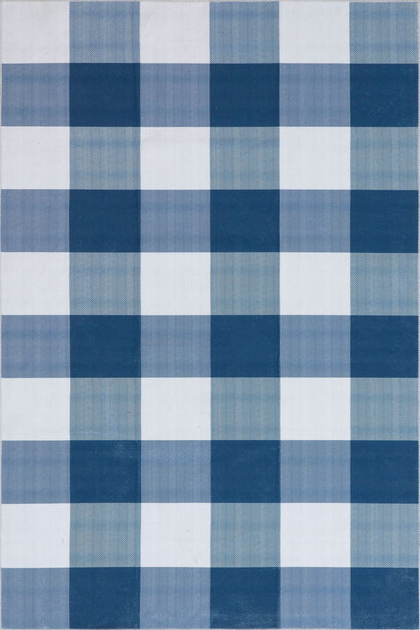 Buffalo Plaid Machine Washable Rug 60x90 cm Blue